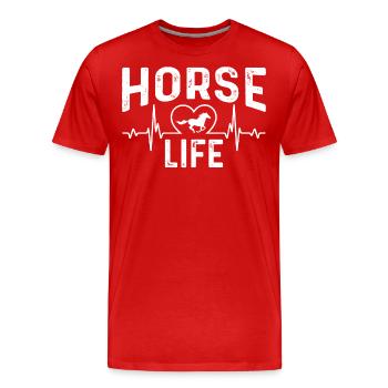 Vie équestre - T-shirt bio Premium Homme - rouge - Devant - Damien (186cm)