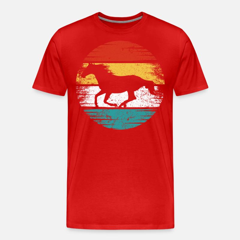 Pferd Retro - Männer Premium Bio T-Shirt - Rot
