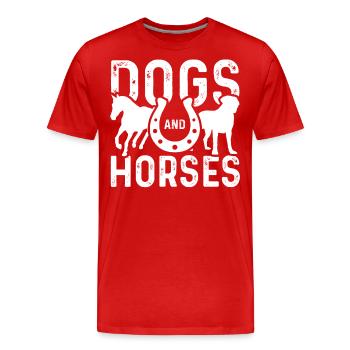 Hunde und Pferde - Männer Premium Bio T-Shirt - Rot - Vorne - Damien (186cm)