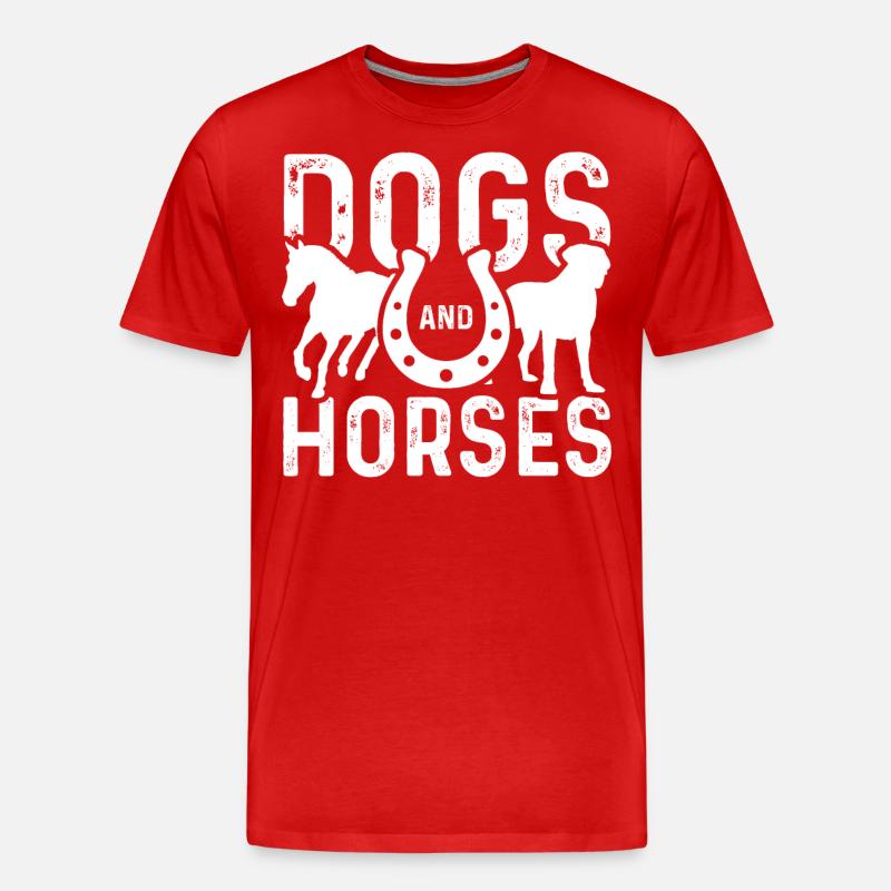 Hunde und Pferde - Männer Premium Bio T-Shirt - Rot