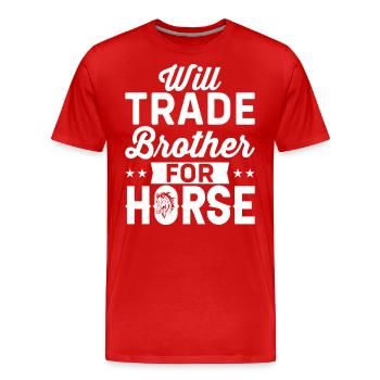 Swap Brother for Horse 1 - - Men's Premium Organic T-Shirt - red - Front - Damien (186cm)