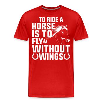 Riding a horse means flying without wings - Men's Premium Organic T-Shirt - red - Front - Damien (186cm)