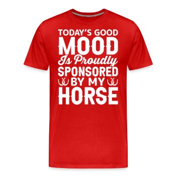 La bonne humeur d’aujourd’hui est fière de mon Pfe - T-shirt bio Premium Homme - rouge - Devant - Damien (186cm)