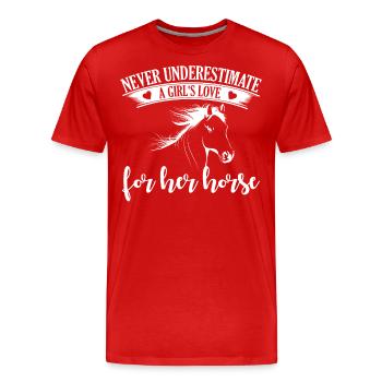 Ne sous-estimez jamais l’amour d’une fille pour i - T-shirt bio Premium Homme - rouge - Devant - Damien (186cm)