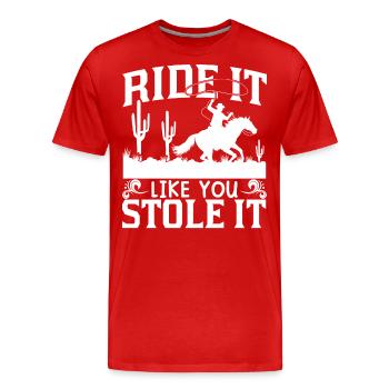 Montez-le comme si vous l’aviez volé - - T-shirt bio Premium Homme - rouge - Devant - Damien (186cm)