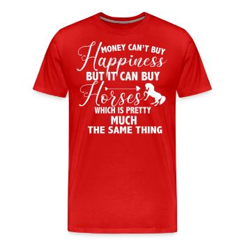 L’argent ne peut pas acheter le bonheur, mais il peut acheter des chevaux - T-shirt bio Premium Homme - rouge - Devant - Damien (186cm)