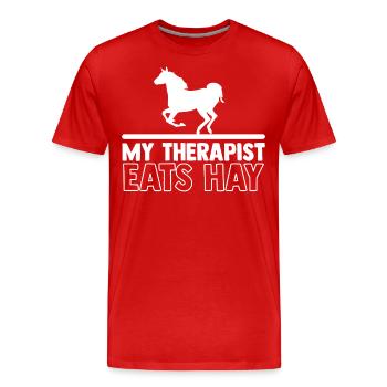 Mon thérapeute mange du foin - - T-shirt bio Premium Homme - rouge - Devant - Damien (186cm)