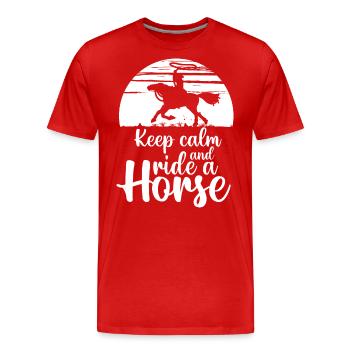 Restez calme et montez à cheval - - T-shirt bio Premium Homme - rouge - Devant - Damien (186cm)