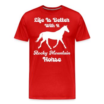 Life is better with a Rocky Mountain pen - Men's Premium Organic T-Shirt - red - Front - Damien (186cm)
