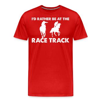 Je préférerais être sur la piste de course - - T-shirt bio Premium Homme - rouge - Devant - Damien (186cm)