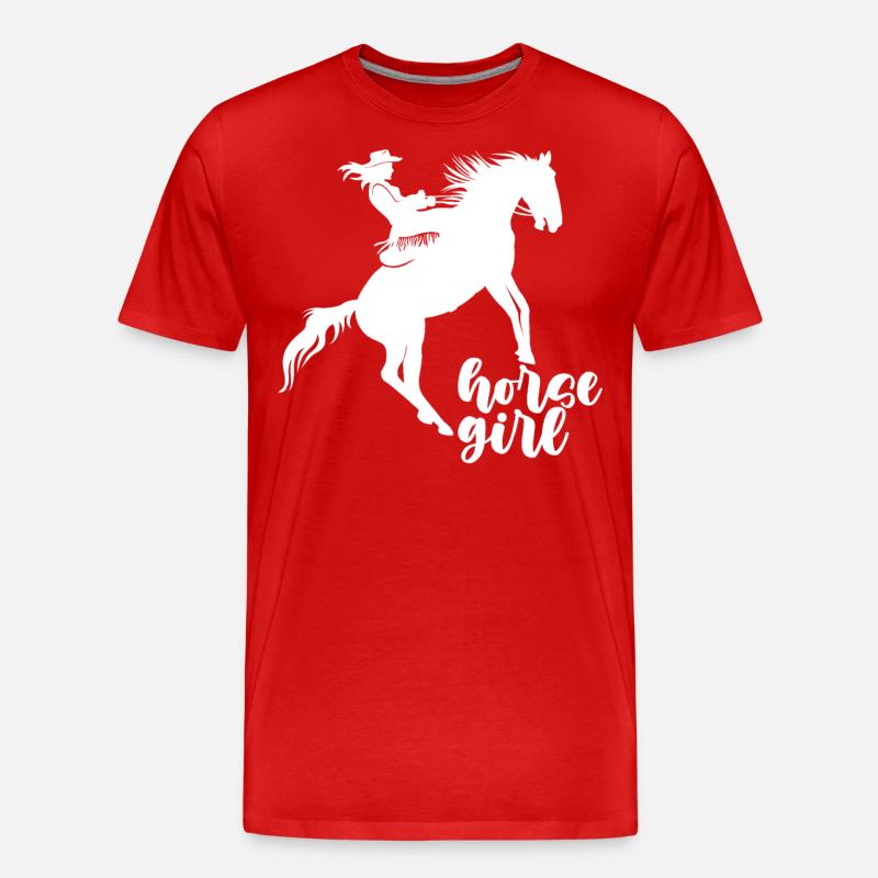 Pferd Mädchen - - Männer Premium Bio T-Shirt - Rot