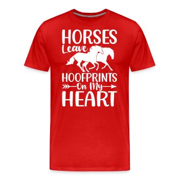 Les chevaux laissent des empreintes de sabots sur mon cœur - - T-shirt bio Premium Homme - rouge - Devant - Damien (186cm)