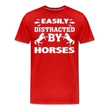 Facilement distrait par les chevaux 3 - - T-shirt bio Premium Homme - rouge - Devant - Damien (186cm)