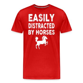 Facilement distrait par les chevaux 5 - - T-shirt bio Premium Homme - rouge - Devant - Damien (186cm)