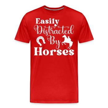 Easily distracted by horses 2 - - Men's Premium Organic T-Shirt - red - Front - Damien (186cm)