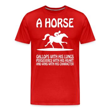 Un cheval galope avec ses poumons et ses conserves - T-shirt bio Premium Homme - rouge - Devant - Damien (186cm)
