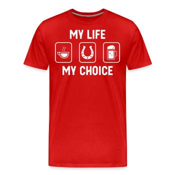Ma vie, mon choix - Bière - Fer à cheval - - T-shirt bio Premium Homme - rouge - Devant - Damien (186cm)