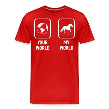 Your World My World - Horse - - Men's Premium Organic T-Shirt - red - Front - Damien (186cm)