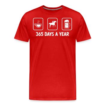 365 jours par an - Bière - Équitation - - T-shirt bio Premium Homme - rouge - Devant - Damien (186cm)