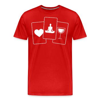 Coeur - Vin - Yoga - - T-shirt bio Premium Homme - rouge - Devant - Damien (186cm)