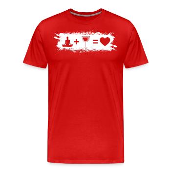Grunge-Rechteck - Herz - Wein - Yoga - - Männer Premium Bio T-Shirt - Rot - Vorne - Damien (186cm)