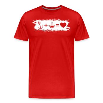 Grunge-Rechteck - Herz - Kaffee - Anker - - Männer Premium Bio T-Shirt - Rot - Vorne - Damien (186cm)