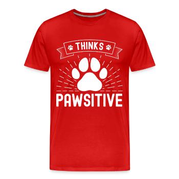 Thinks Pawsitive - Men's Premium Organic T-Shirt - red - Front - Damien (186cm)