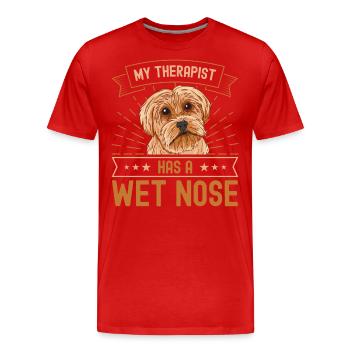 Mon thérapeute a le nez mouillé - T-shirt bio Premium Homme - rouge - Devant - Damien (186cm)