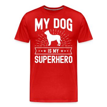 Mon chien est mon super-héros - T-shirt bio Premium Homme - rouge - Devant - Damien (186cm)