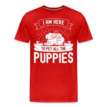 Je suis ici pour caresser tous les chiots - T-shirt bio Premium Homme - rouge - Devant - Damien (186cm)