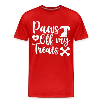 Pfoten weg von meinen Leckerlis - Pfote und gekreu - Männer Premium Bio T-Shirt - Rot - Vorne - Damien (186cm)