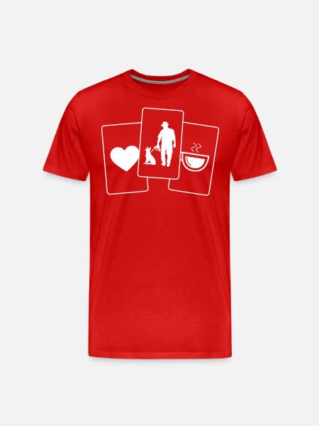 Heart - Coffee - Man with dog - - Men's Premium Organic T-Shirt - red