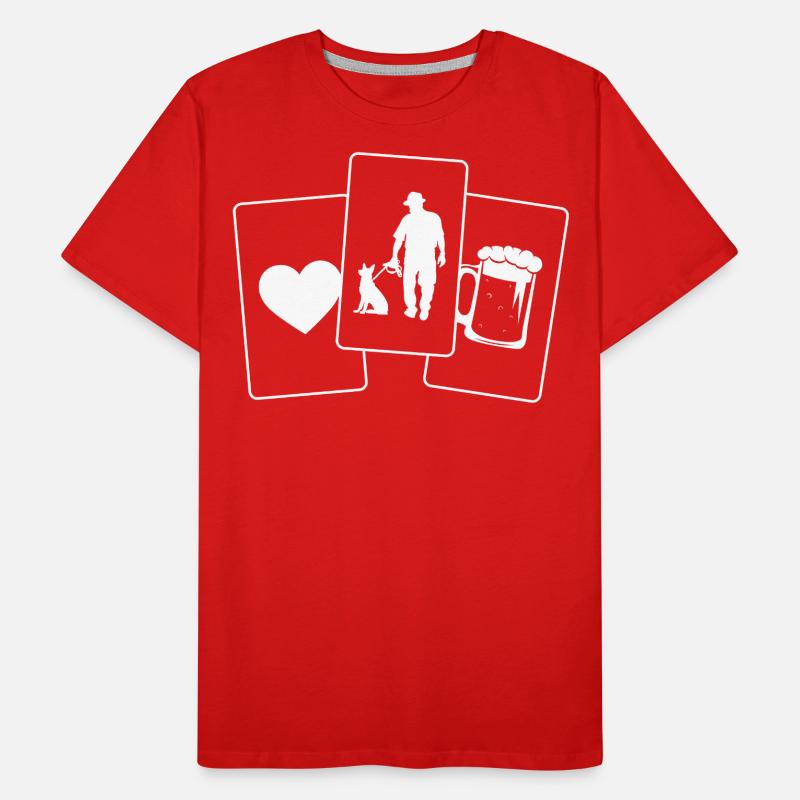 Serce - Piwo - Człowiek z psem - Ekologiczna koszulka męska Premium