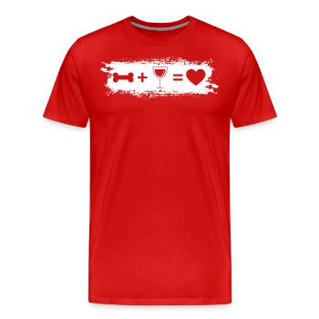 Grunge-Rechteck - Herz - Wein - Hundeknochen - - Männer Premium Bio T-Shirt - Rot - Vorne - Damien (186cm)