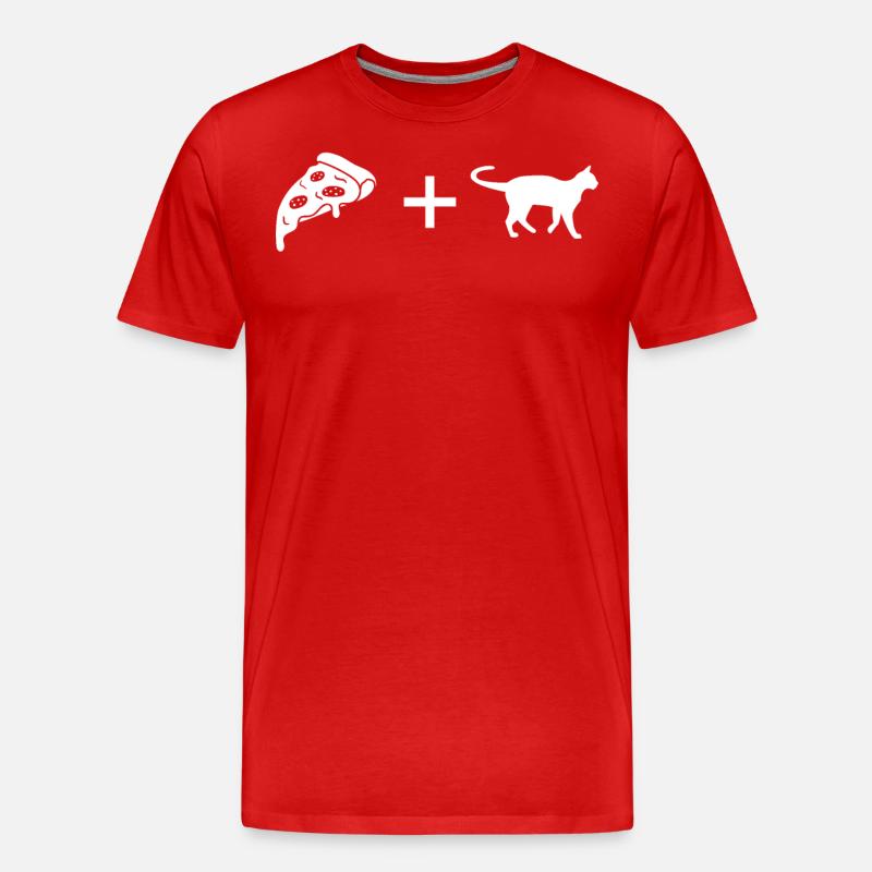 Pizza - Katze - - Männer Premium Bio T-Shirt - Rot