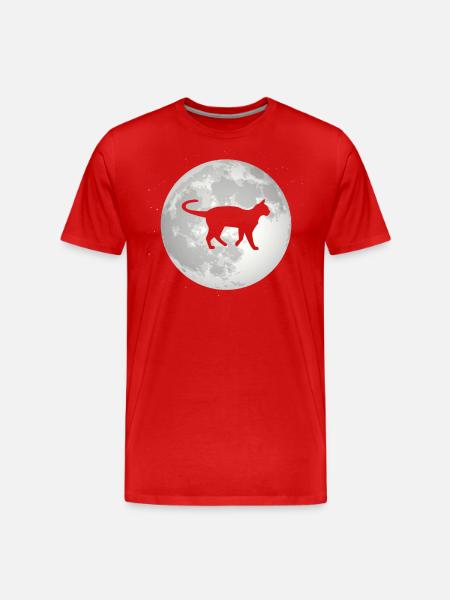 Full Moon - Cat - - Men's Premium Organic T-Shirt - red