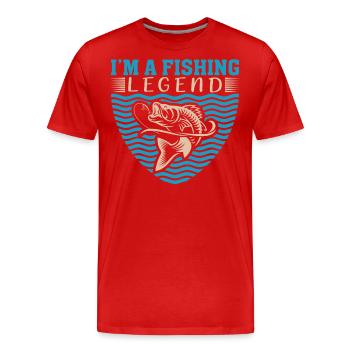 Ich bin eine Anglerlegende - - Männer Premium Bio T-Shirt - Rot - Vorne - Damien (186cm)