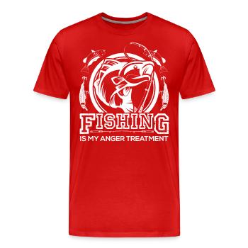 Fishing is my anger treatment - - Men's Premium Organic T-Shirt - red - Front - Damien (186cm)