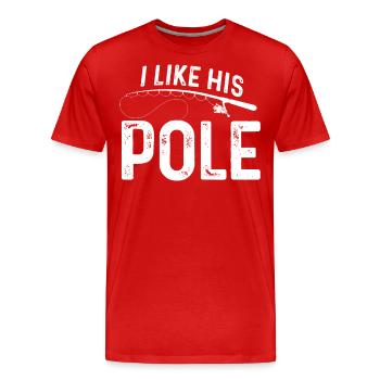Ich mag seine Stange - Männer Premium Bio T-Shirt - Rot - Vorne - Damien (186cm)