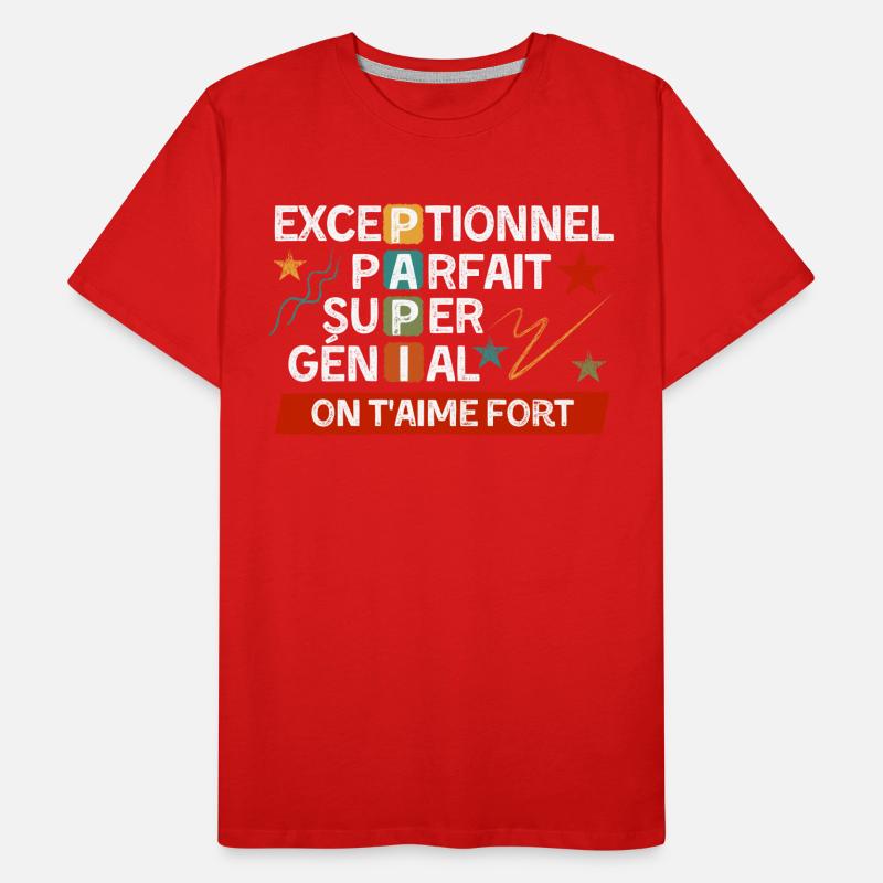 Papi Exceptionnel Parfait Super Génial Cadeau T-shirt bio Premium Homme