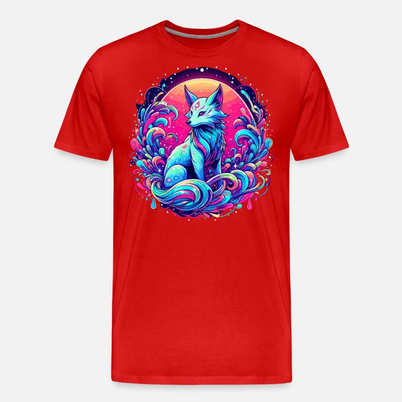 Fuchs Kunst Psychedelisch - Männer Premium Bio T-Shirt - Rot