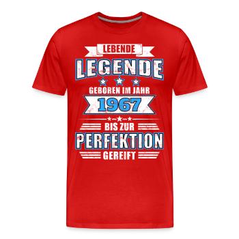 1967 - Männer Premium Bio T-Shirt - Rot - Vorne - Damien (186cm)