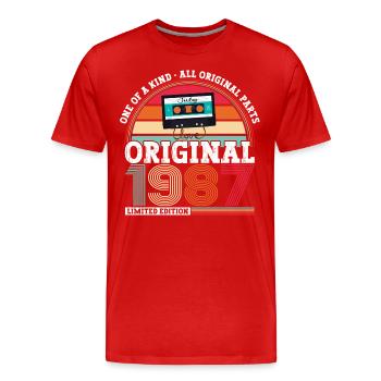 Original Juillet 1987 35e anniversaire Cadeau Hommes - T-shirt bio Premium Homme - rouge - Devant - Damien (186cm)