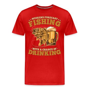 Prévisions de pêche et de consommation d’alcool pour la fin de semaine des pêcheurs - T-shirt bio Premium Homme - rouge - Devant - Damien (186cm)