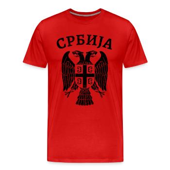 Serbien Adler Wappen - Männer Premium Bio T-Shirt - Rot - Vorne - Damien (186cm)