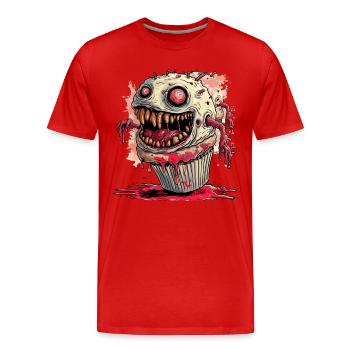 Cupcake Crazy Halloween Monster - Men's Premium Organic T-Shirt - red - Front - Damien (186cm)