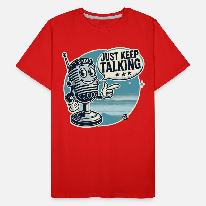 Vintage Cartoon Microphone, Just Keep Talking Men's Premium Organic T-Shirt