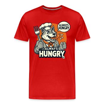 Always Hunger, The Big Bad Wolf as a Cook - Men's Premium Organic T-Shirt - red - Front - Damien (186cm)