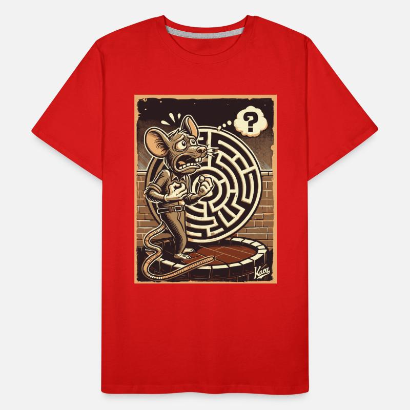 Pas d’issue, un labyrinthe et un rat perplexe T-shirt bio Premium Homme