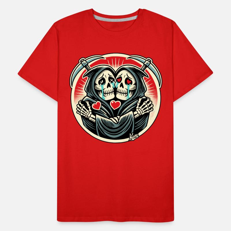 Grim Reaper twins crying and hugging each other Men's Premium Organic T-Shirt
